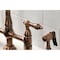Kingston Brass KS127ALBSAC Heritage Bridge Kitchen Faucet W/ Brass Sprayer, Copper KS127ALBSAC - alternate 3